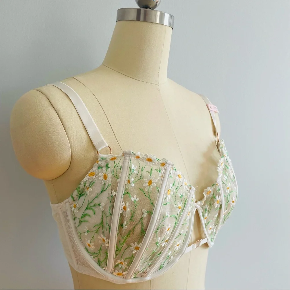 Victorias Secret Dream Angels Daisy Embroidered Push-up Bra- Size 38DDD-NWT